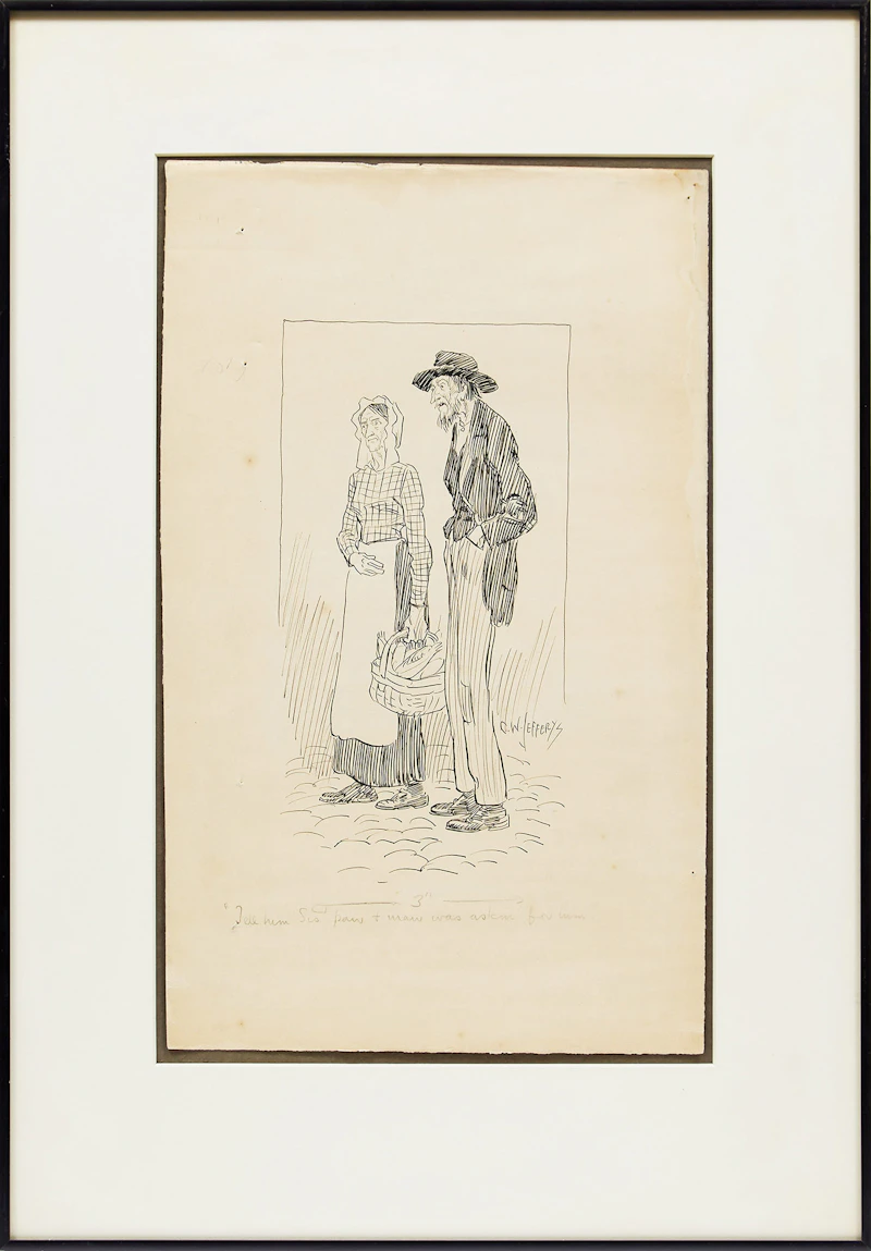 Charles William Jefferys, Tell him Sis’ paw & maw was askin’ for him, ink on paper - view 2