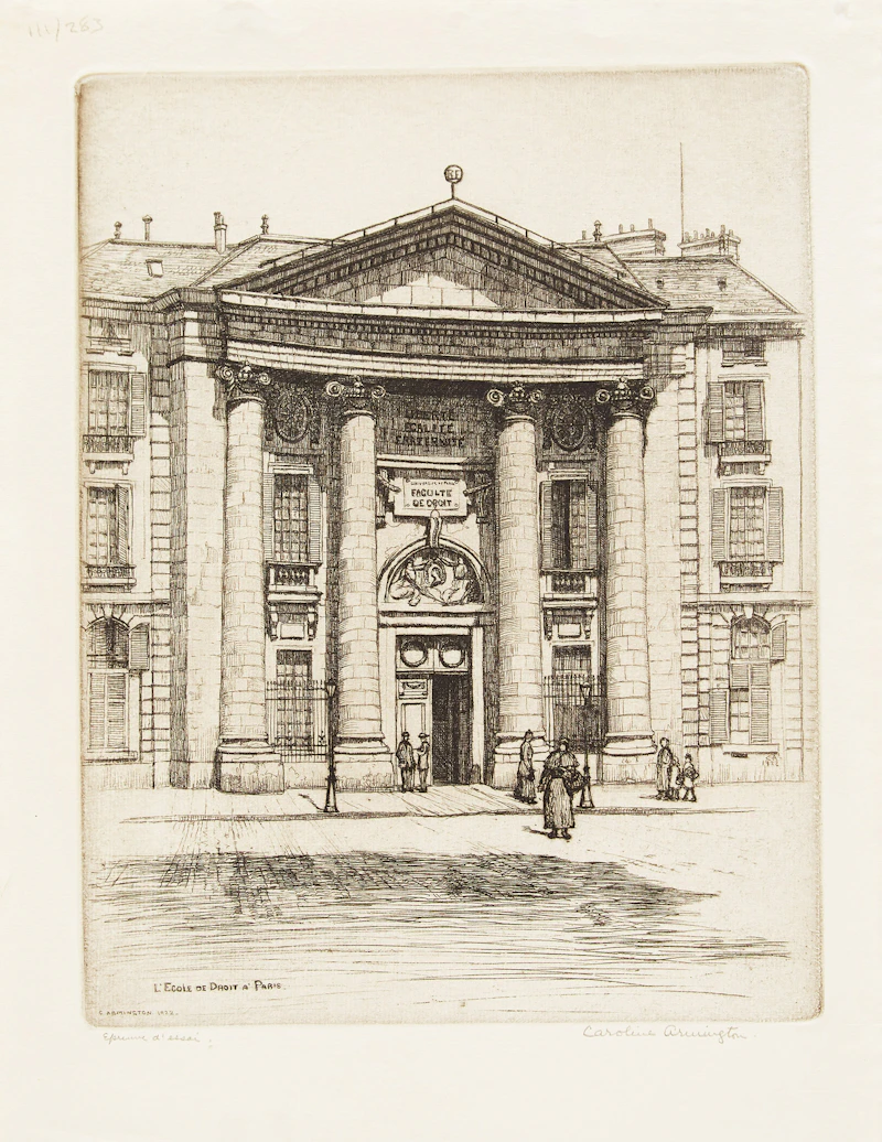 Caroline Helena Armington, La Rue aux Juifs a Rouen; L’Ecole de Driot a’ Paris; La Rue Saint Yves a Chartres; Port et Logis du Roi, Mont Saint-Michel, four etchings - view 5