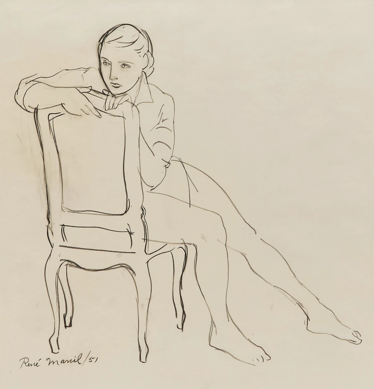 René Marcil, Mme. Marcil , ink and graphite drawing