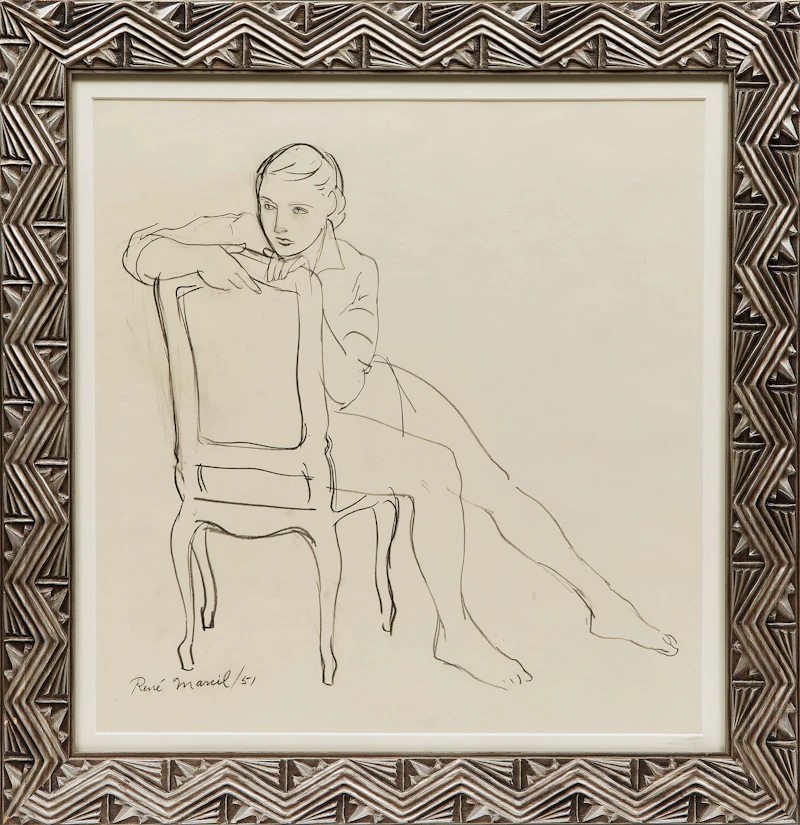 René Marcil, Mme. Marcil , ink and graphite drawing - view 2