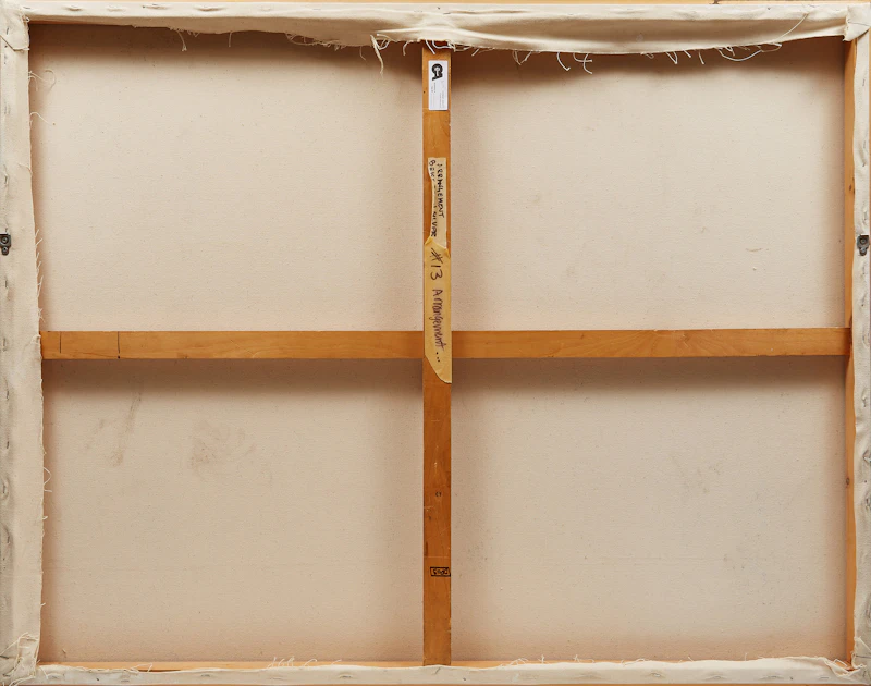 Graham Fowler, Arrangement in Beige, Brown and Silver, 1981, acrylic on canvas - view 3