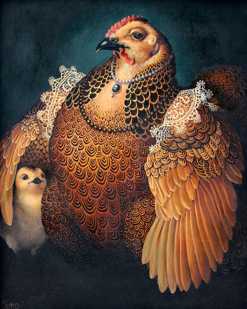 Partridge Rock Hen as Eleonora of Toledo (after Bronzino) by Lindee Climo