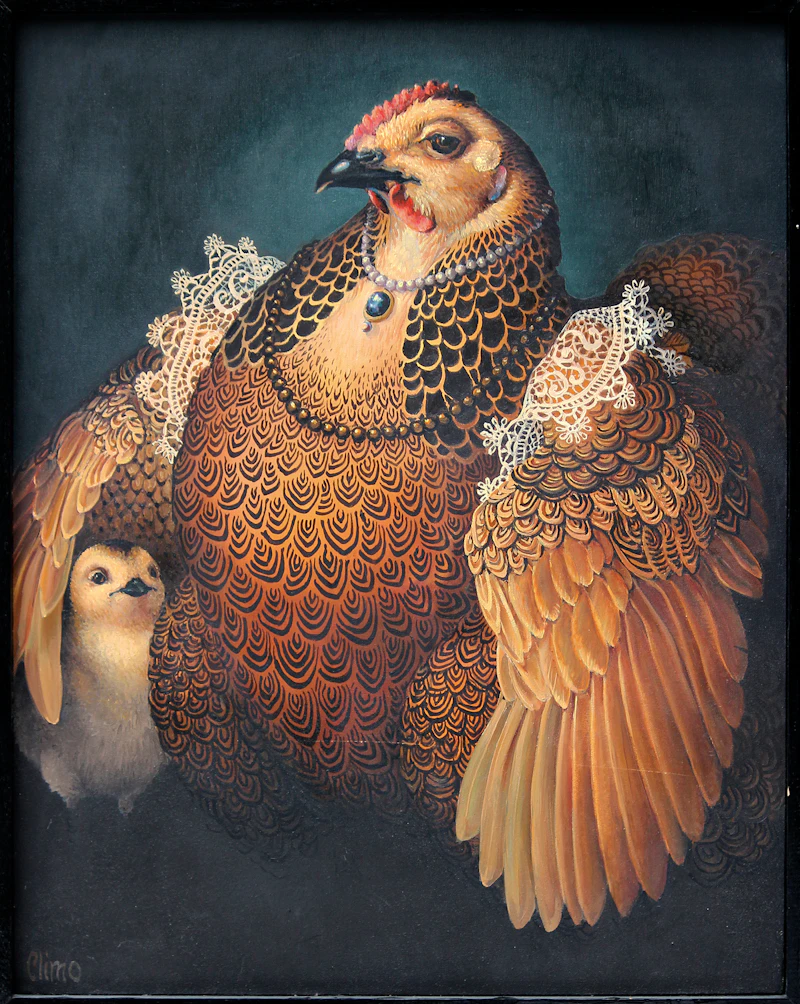 Lindee Climo, Partridge Rock Hen as Eleonora of Toledo (after Bronzino), oil on canvas, 1991 - view 2