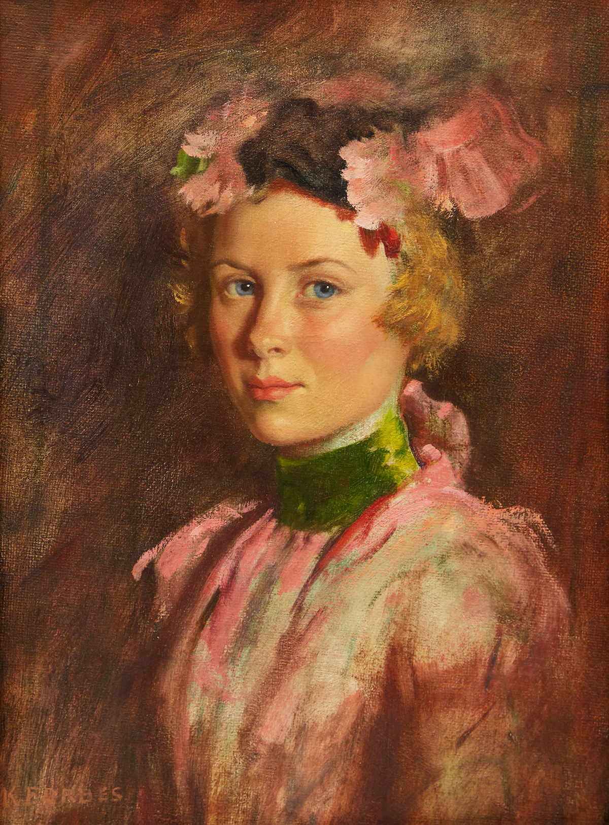 Kenneth Keith Forbes, Portrait of a Young Girl , oil on canvas