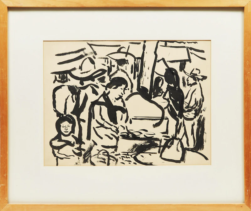 Jack Weldon Humphrey, Mexican Market, circa 1938, brush and ink - view 2