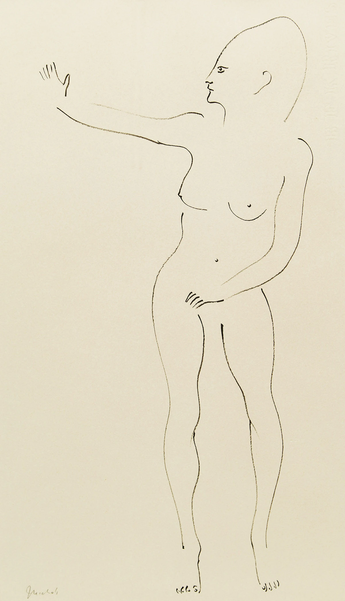 Jack Nichols, Nude Study, ink on paper