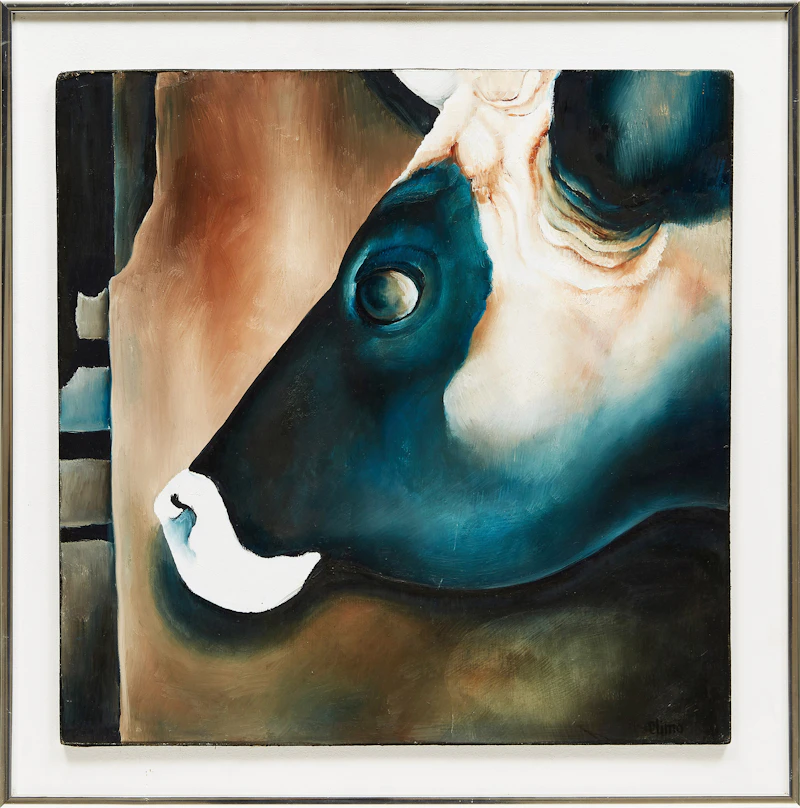 Lindee Climo, Steer, oil on board - view 2