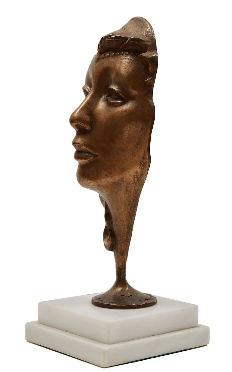 Pat Miele, Mask, bronze on alabaster, 1990 - view 3