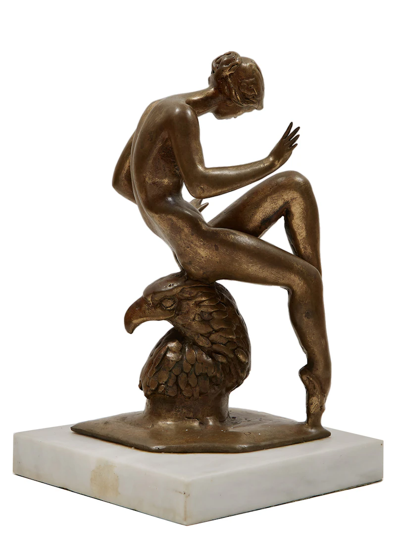Pat Miele, Seated Woman, bronze on alabaster, 1990 - view 3