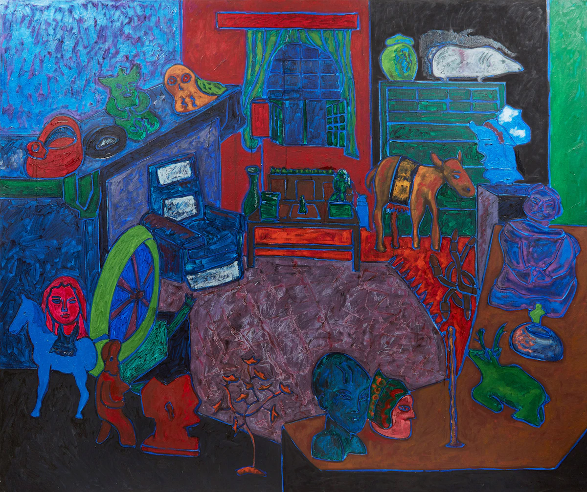 John Godfrey, Eclectic Interior, acrylic on canvas, 1973