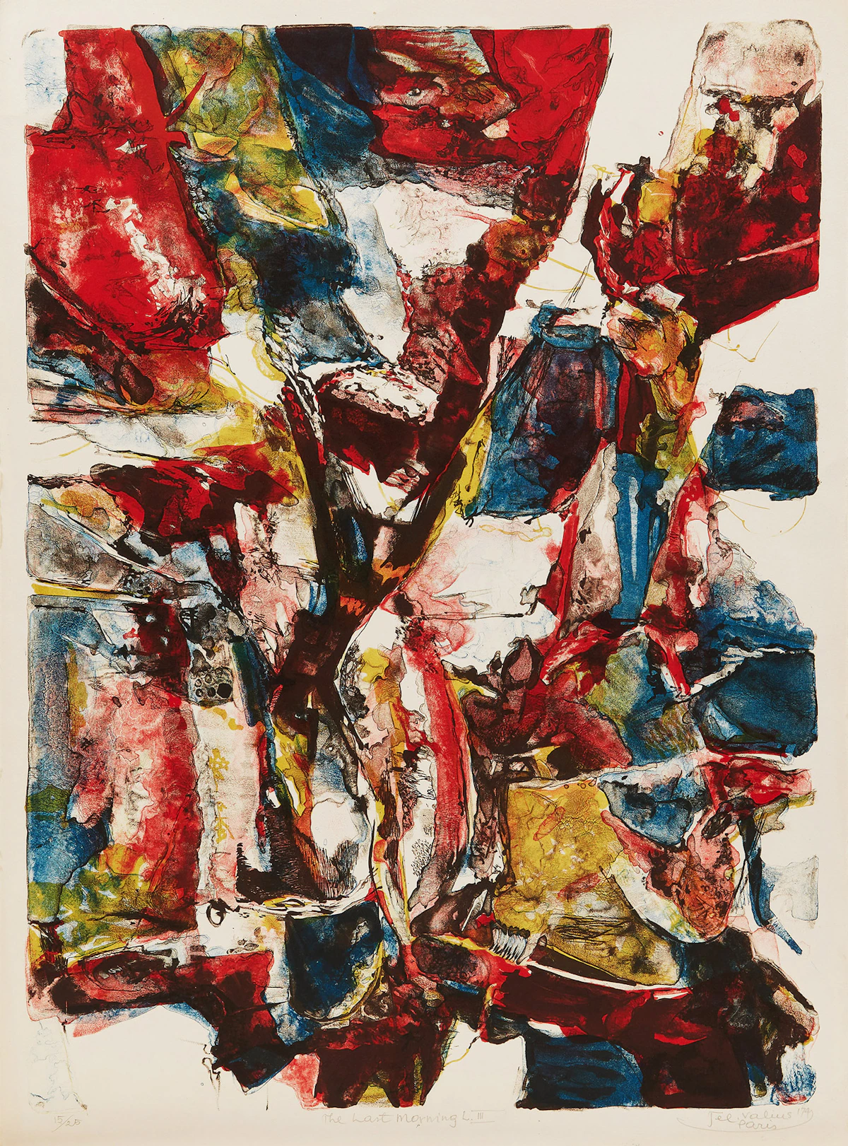 Teleforas Valius, The Late Morning L III, colour lithograph and book, 1974