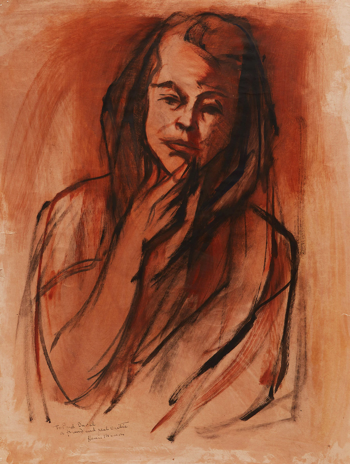 Henri Leopold Masson, Portrait Study, ink and wash