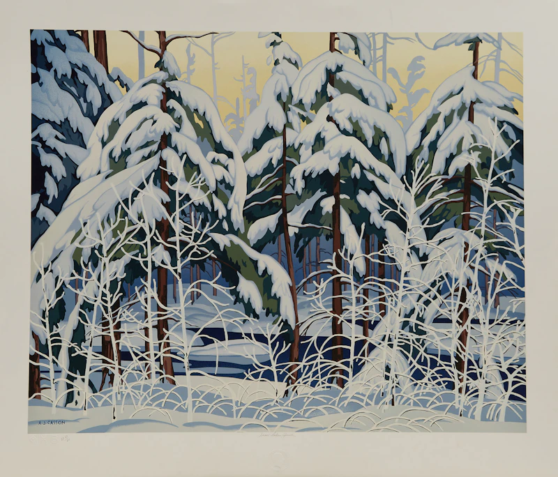 Alfred Joseph Casson, Northern Church; White Pine; Snow Laden House; White Forest, four colour serigraphs - view 3