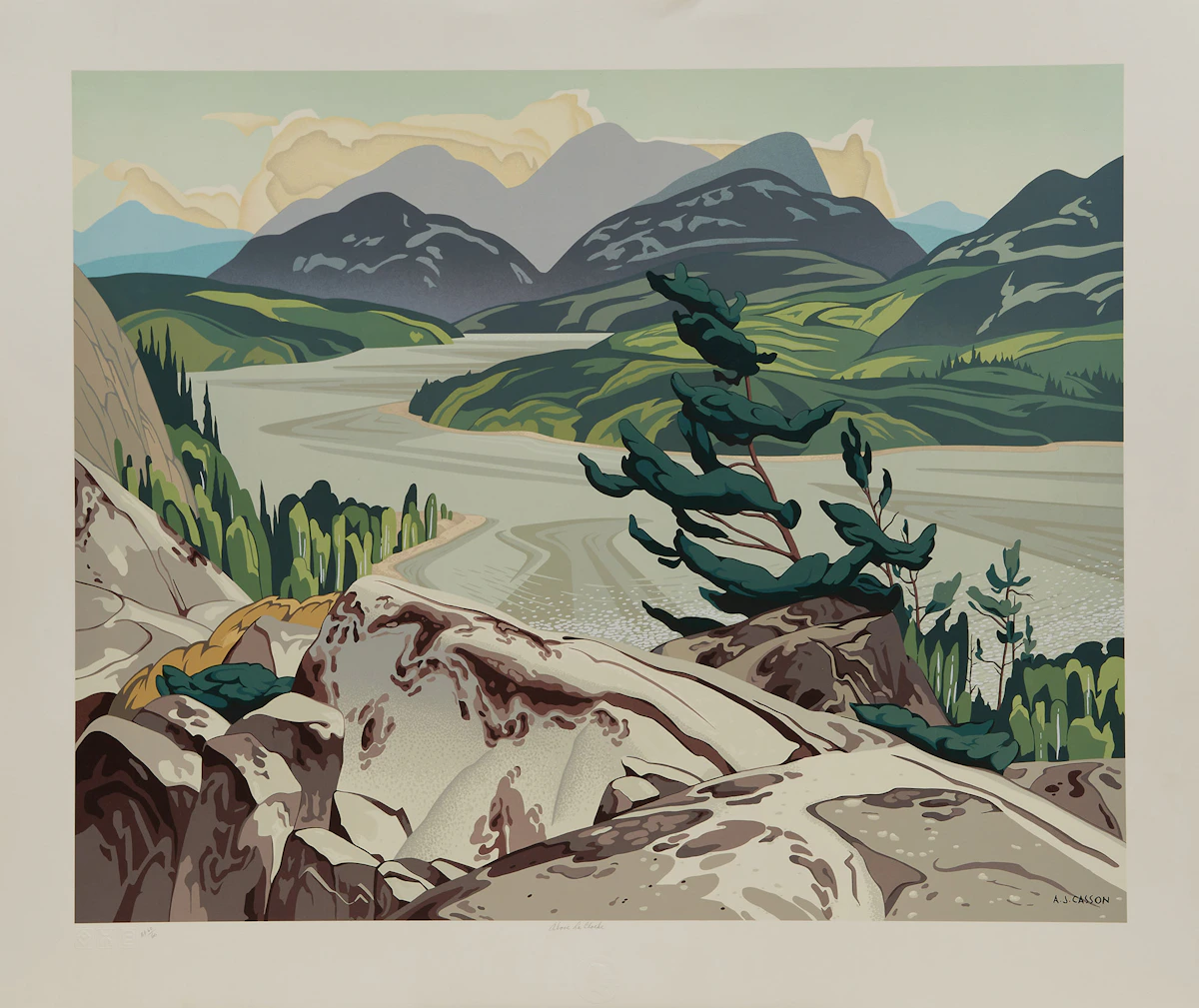 Alfred Joseph Casson, Alone La Cloche; White Forest; Northern Church, three colour serigraphs