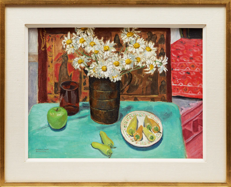 Frances Anne Johnston, Daisies and Fruit, oil on canvas board - view 2