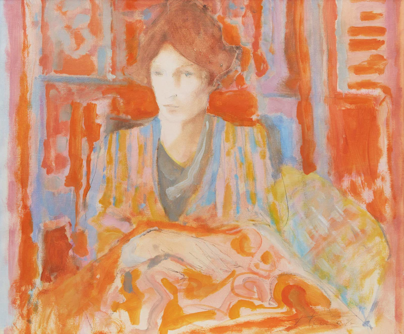 Peter Alfred Harris, Red Interior, mixed media on paper