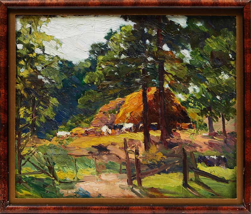 Elizabeth Annie McGillivray Knowles, Cattle Feeding, oil on canvas - view 2