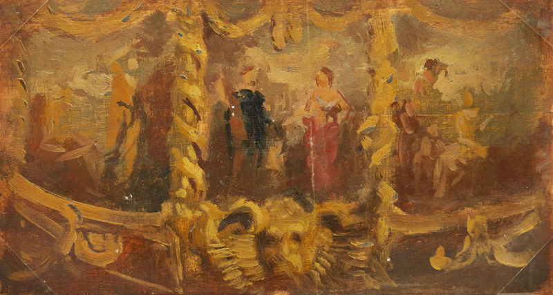 Frederic Marlett Bell-Smith, Opera Scene, oil on board