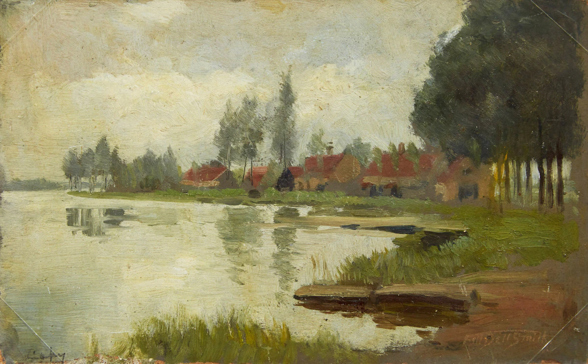 Frederic Marlett Bell-Smith, River Landscape; Portrait of a Girl, double-sided oil on board