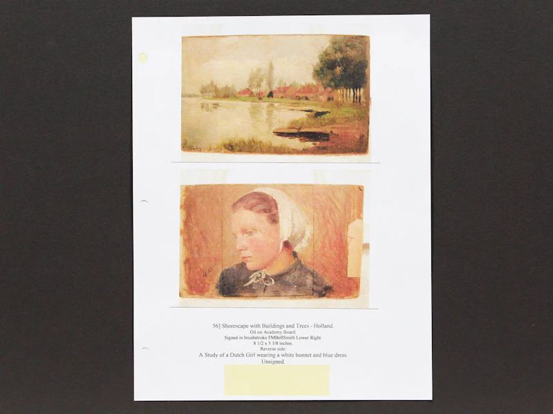 Frederic Marlett Bell-Smith, River Landscape; Portrait of a Girl, double-sided oil on board - view 3