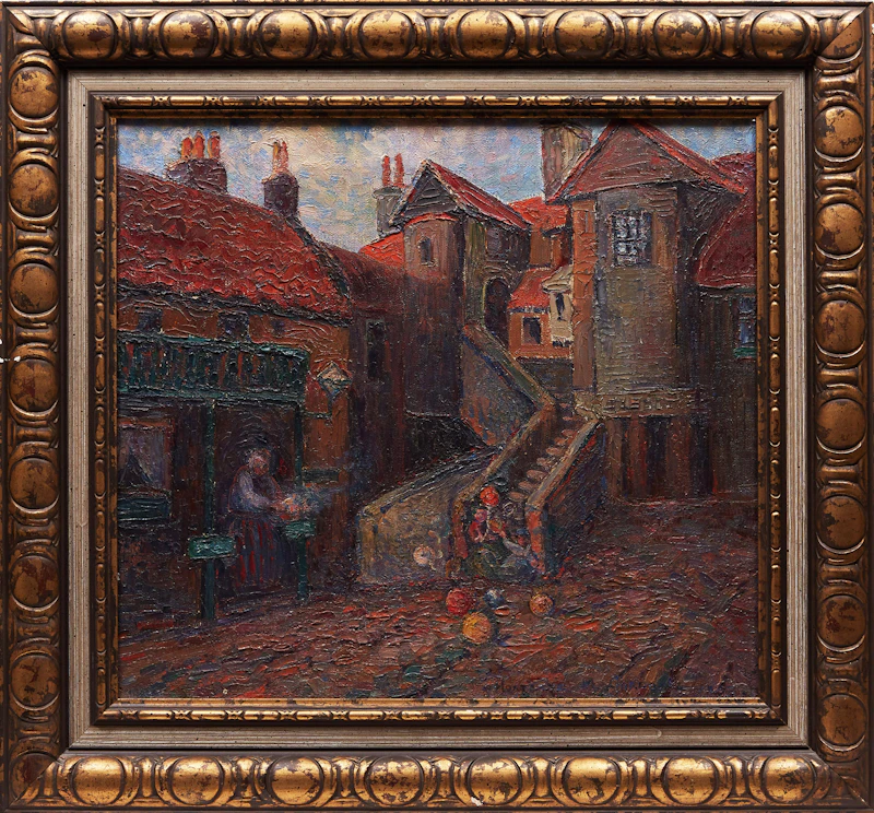 Hortense Mattice Gordon, Village Scene, oil on canvas, 1923 - view 2