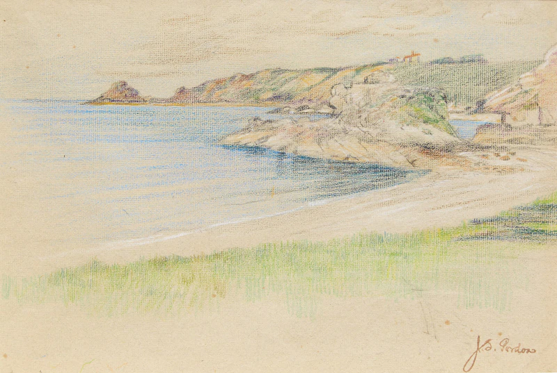 John Sloan Gordon, Bouley Bay, Jersey Coast, pastel