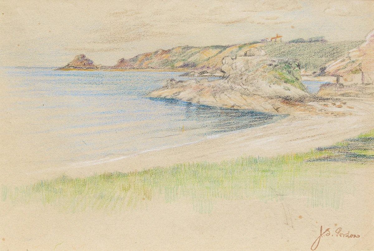 John Sloan Gordon, Bouley Bay, Jersey Coast, pastel, circa 1925