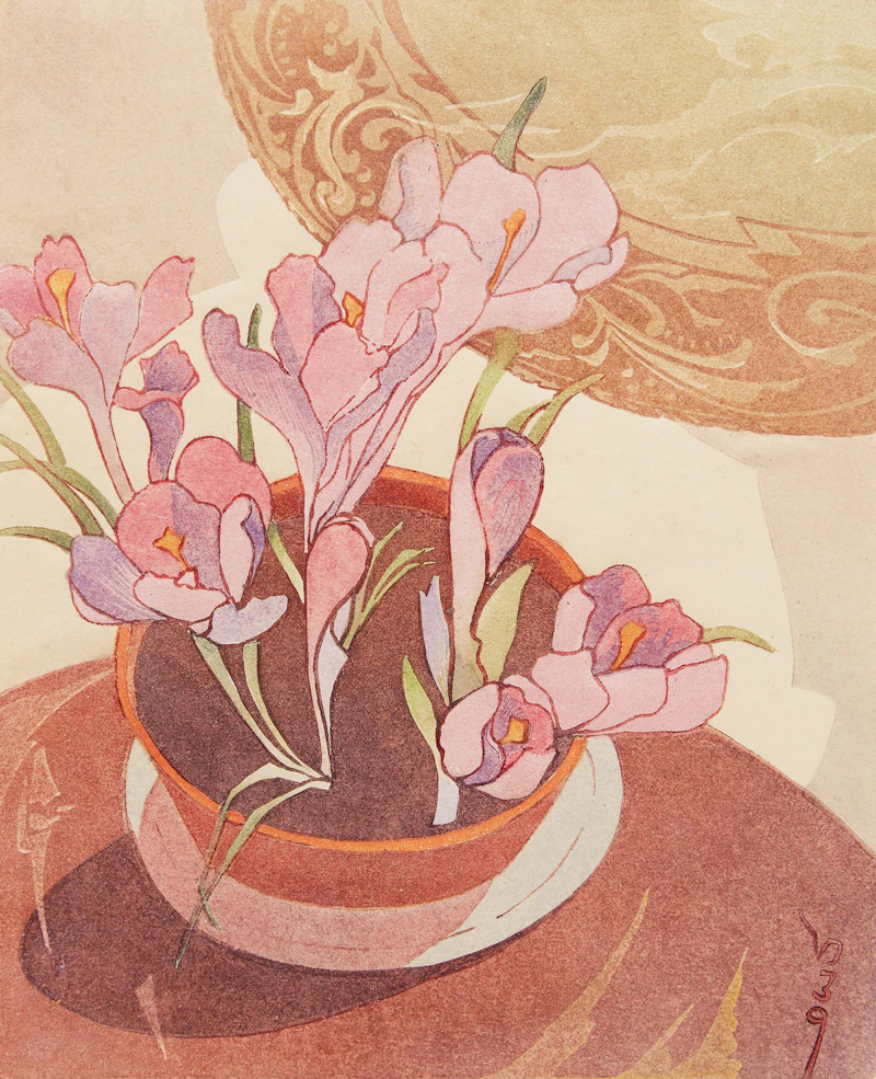 Verna Viola Depew, Crocuses, woodcut