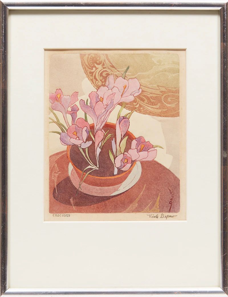 Verna Viola Depew, Crocuses, woodcut, 1939 - view 2