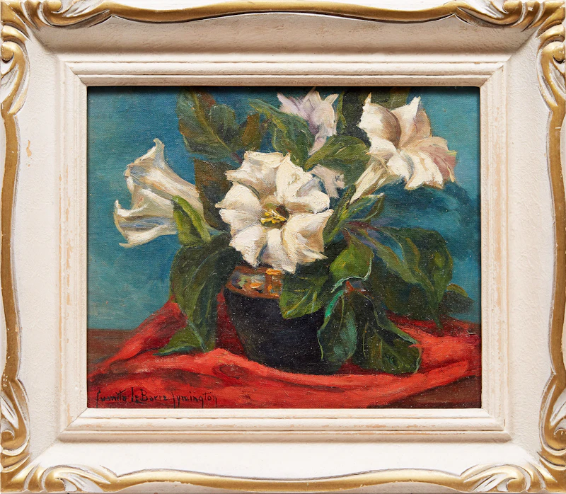 Juanita Onoto Evangeline Le Barre Symington, James Angel Trumpets, oil on canvas board - view 2