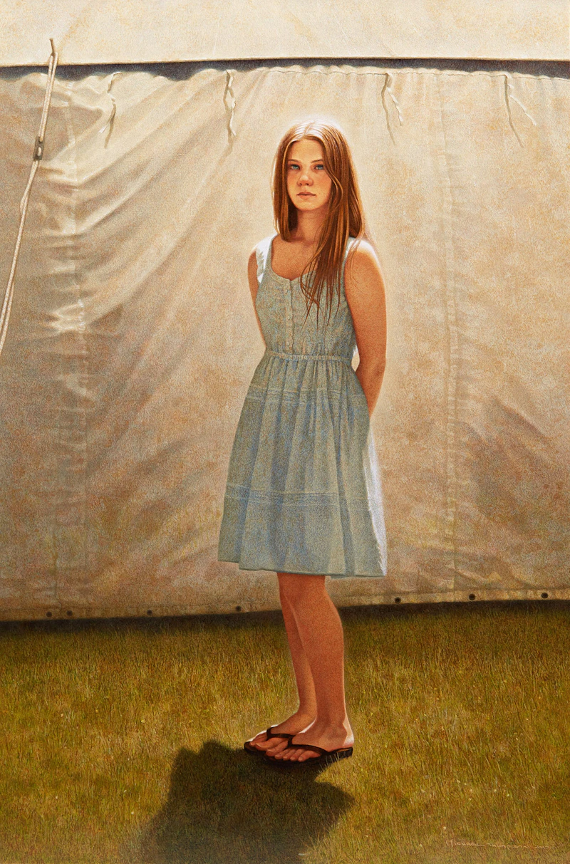 Michael Thompson, Young Girl in Sunlight, acrylic on board