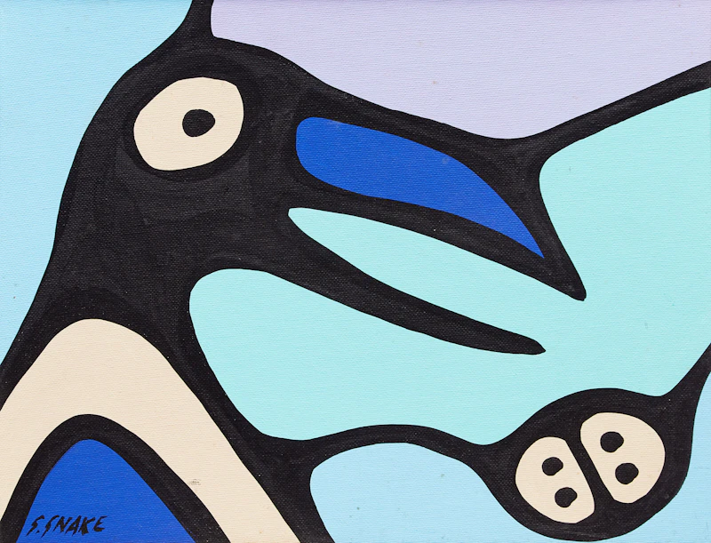 Stephen Snake, Sea Life; Raven Spirit, pair of acrylics on canvasboard - view 4