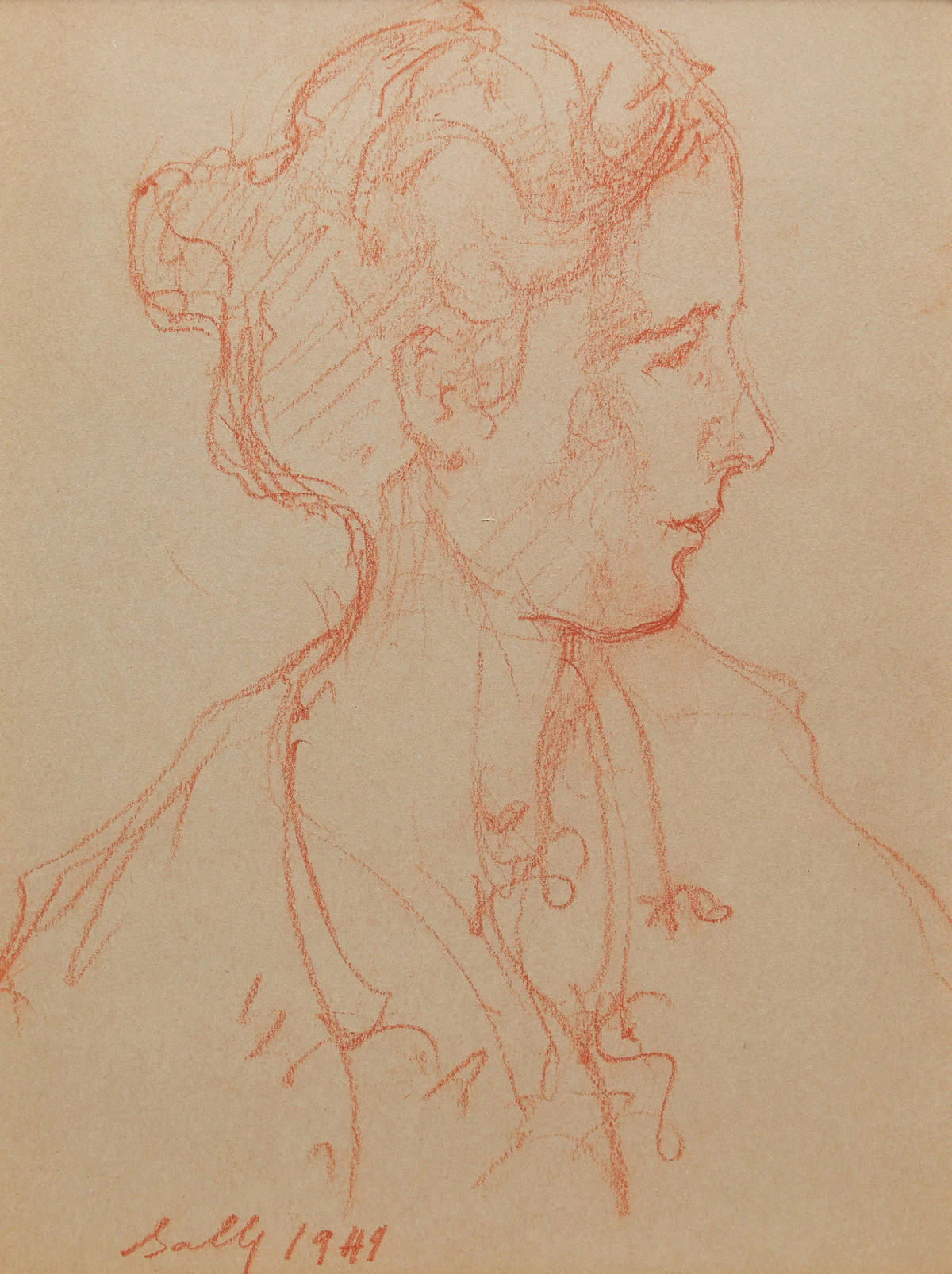 Manly Edward MacDonald, Sally (Portrait of the Artist’s Daughter), conte on paper, 1949