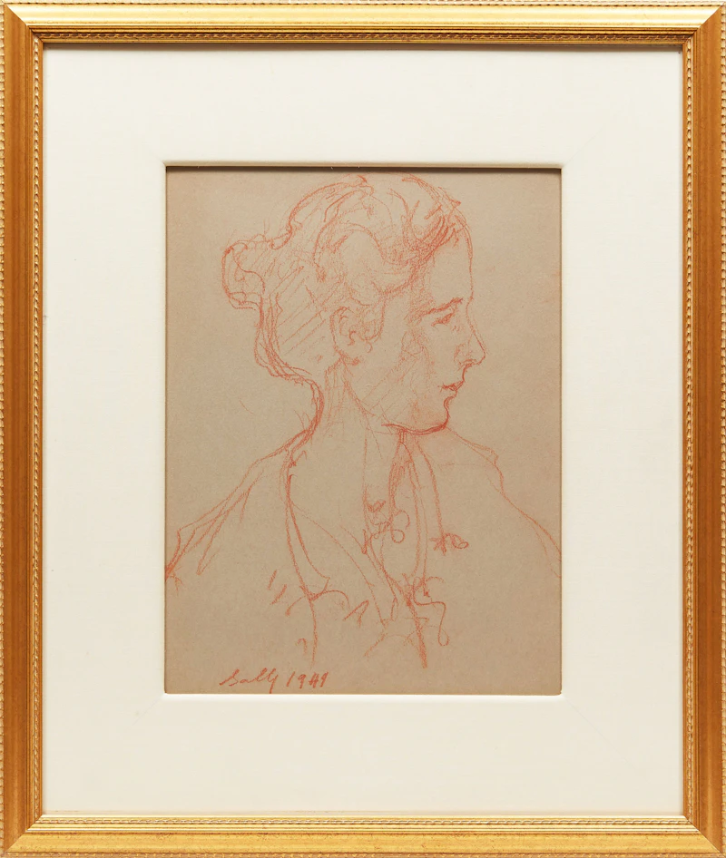 Manly Edward MacDonald, Sally (Portrait of the Artist’s Daughter), conte on paper, 1949 - view 2