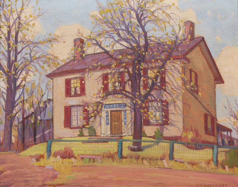 Peter Clapham Sheppard, Country House, oil on board
