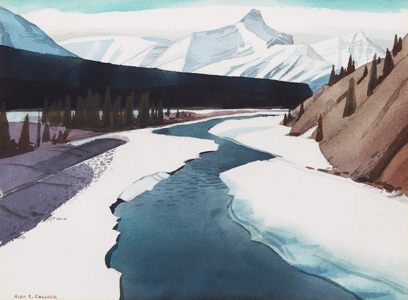 Alan Caswell Collier, North Saskatchewan River at the Crossing , watercolour