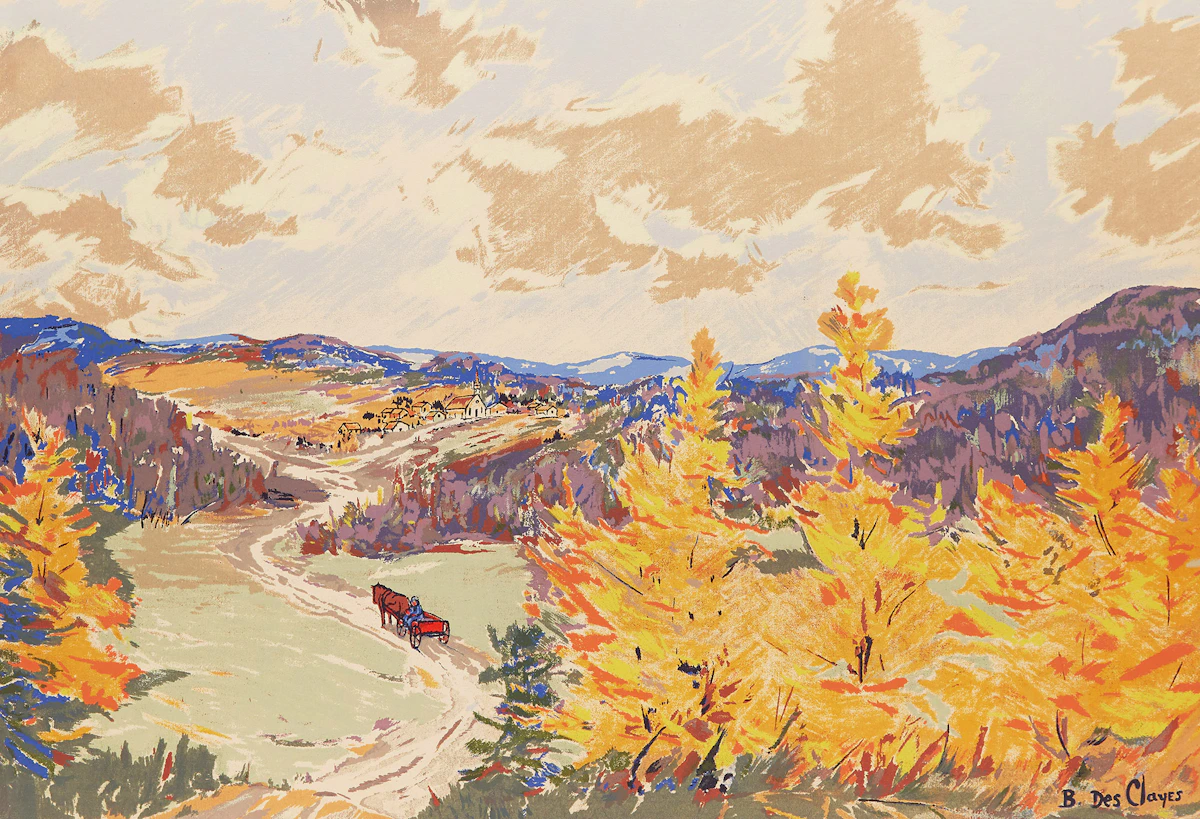 Berthe Des Clayes, Landscape with Horse and Wagon, Sampson Matthews silkscreen