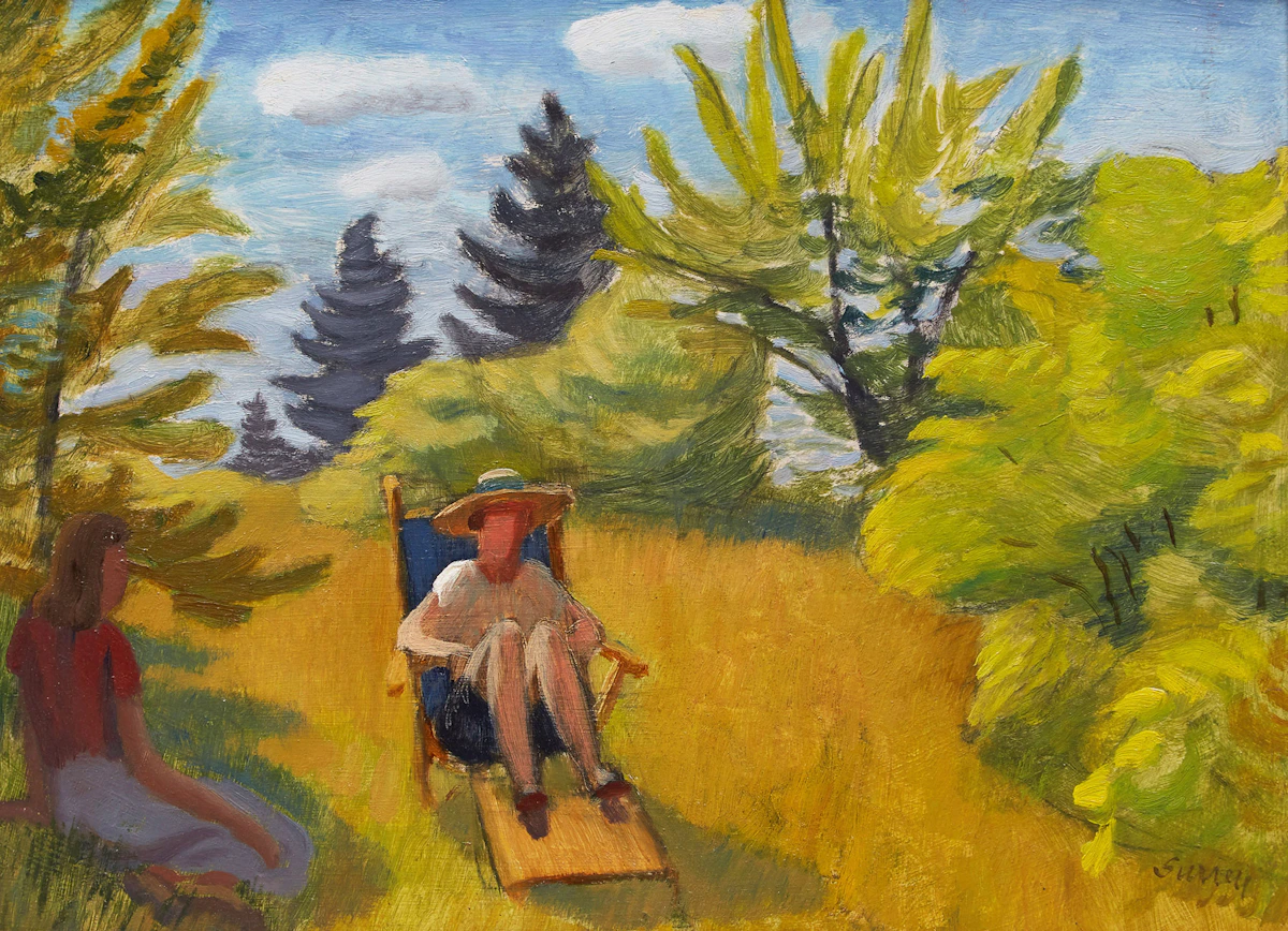 Philip Henry Howard Surrey, Marion and Jean, Lake Orford , oil on board, 1945