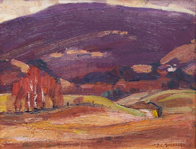 Peter Clapham Sheppard, Country Landscape, oil on board