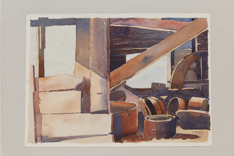 Gerald Trottier, Inside Storage Building, Agriculture Canada, watercolour on paper, 1943 - view 2