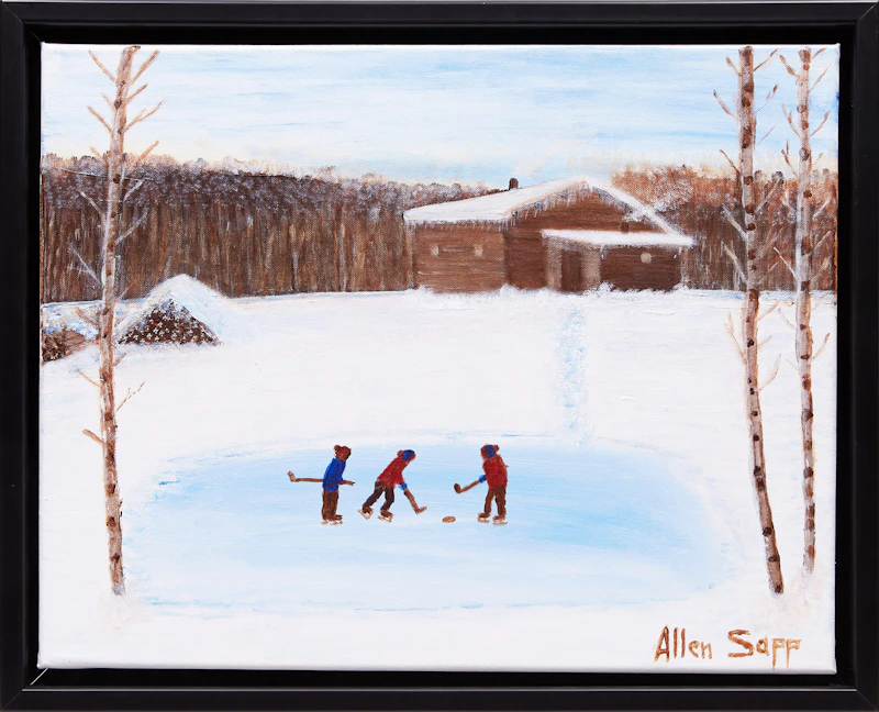 Allen Sapp, The Hockey Game, oil on canvas - view 2