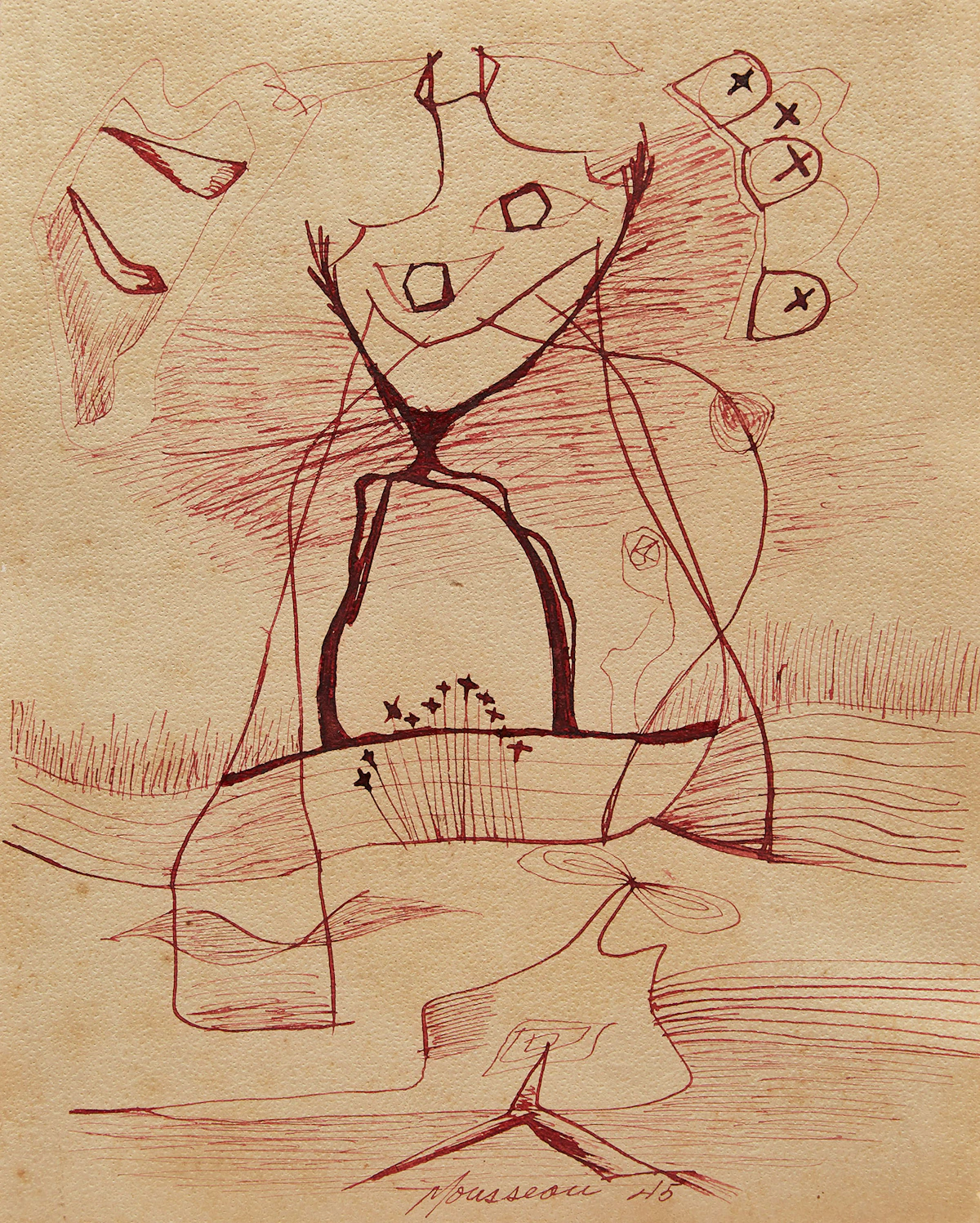 Jean-Paul Mousseau, Sans titre, coloured ink and wash on paper, 1945