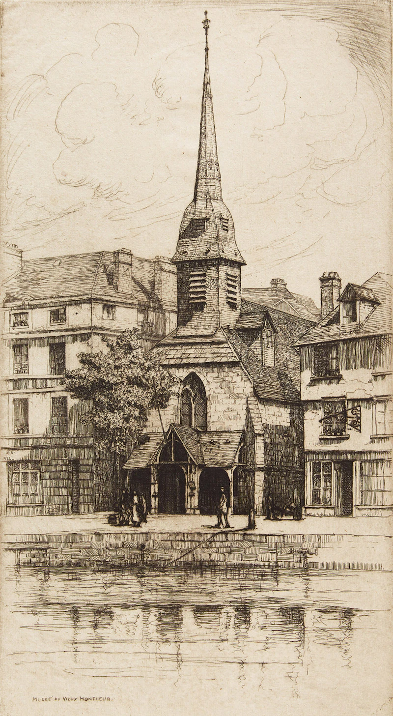 Caroline Helena Armington, Museé du Vieux Honfleur; Le Grand Canal Venise; La Cathédrale de Chartres; La Cathedrale de Tours, four etchings