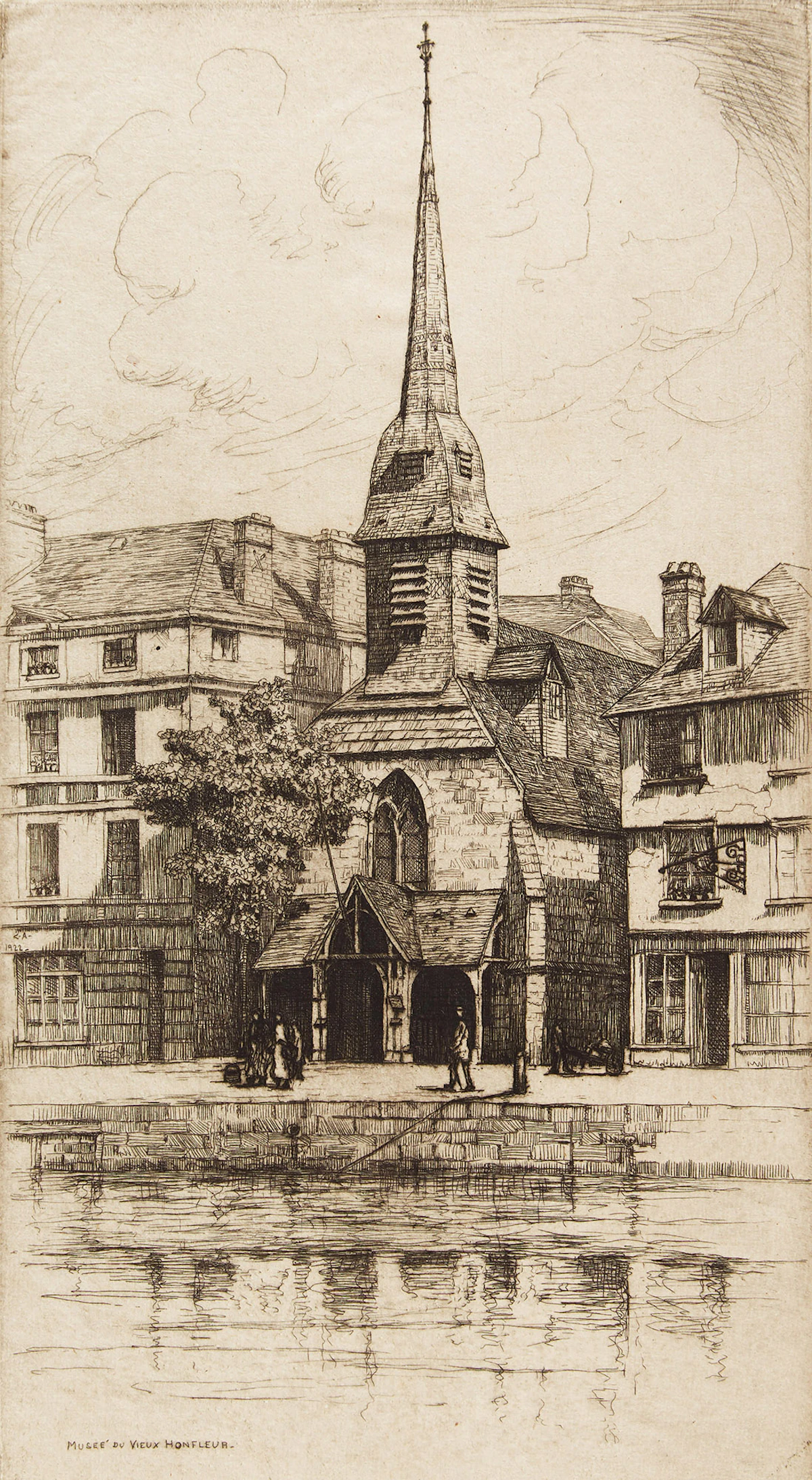 Caroline Helena Armington, Museé du Vieux Honfleur; Le Grand Canal Venise; La Cathédrale de Chartres; La Cathedrale de Tours, four etchings