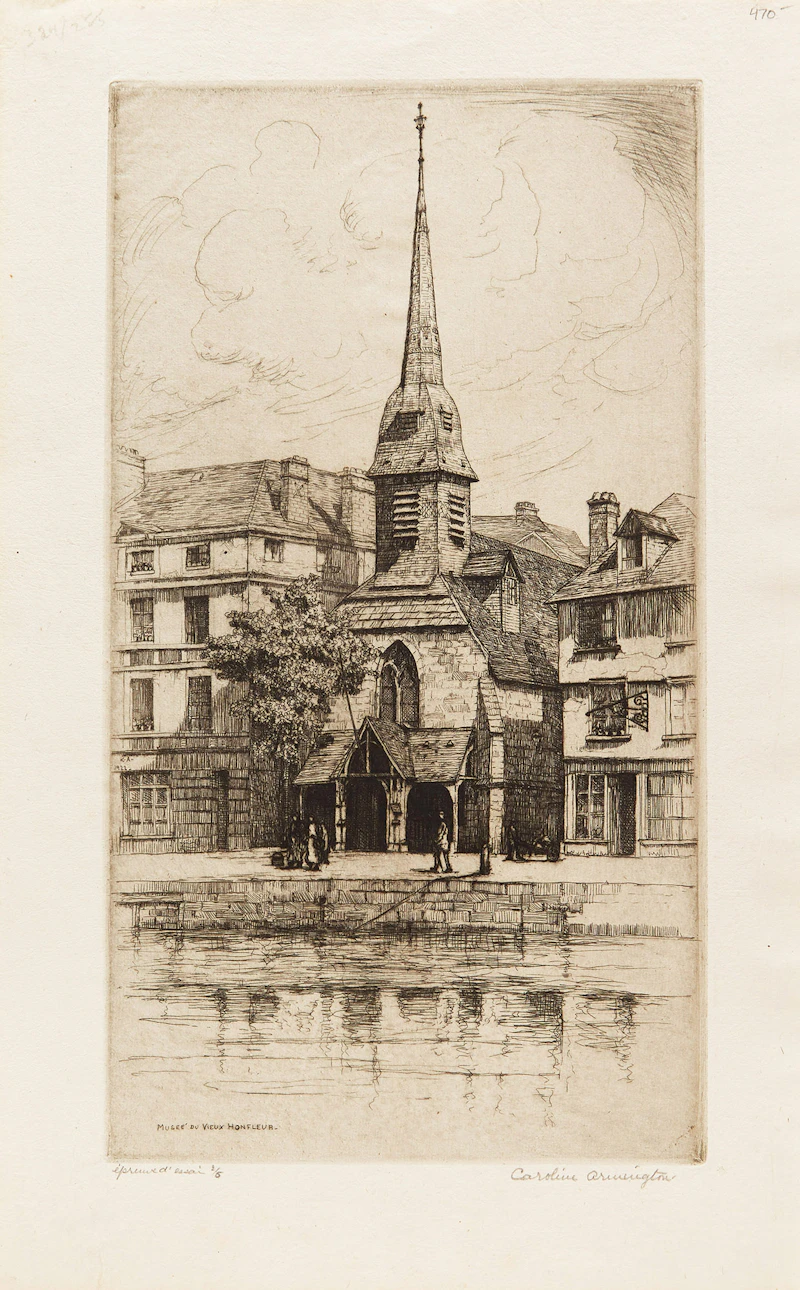 Caroline Helena Armington, Museé du Vieux Honfleur; Le Grand Canal Venise; La Cathédrale de Chartres; La Cathedrale de Tours, four etchings - view 2