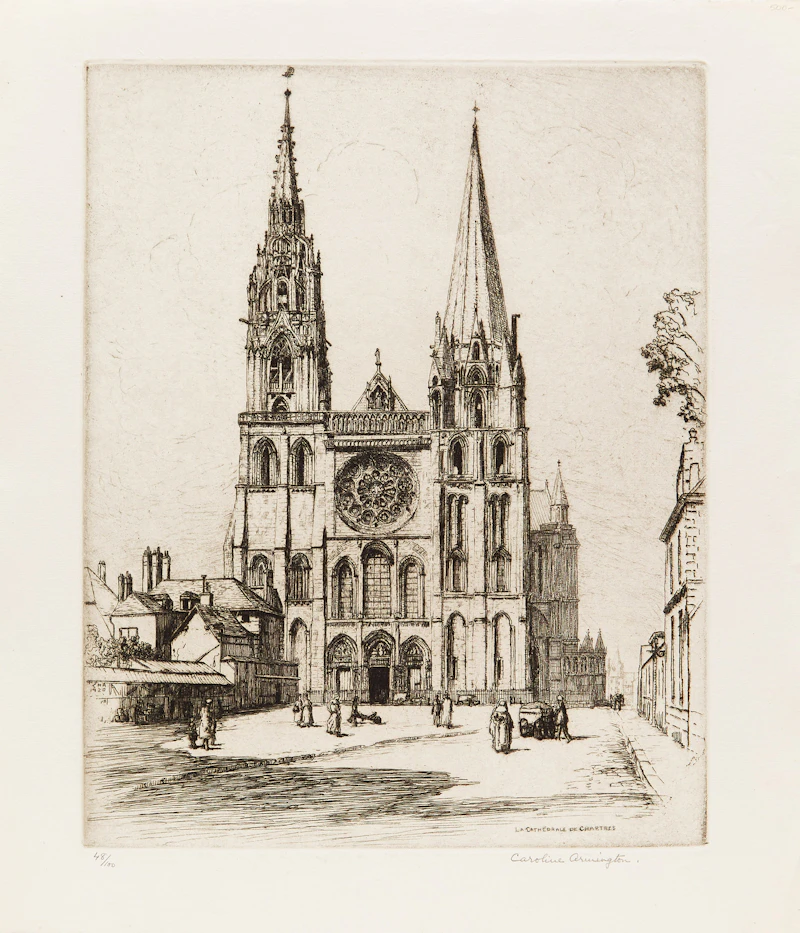 Caroline Helena Armington, Museé du Vieux Honfleur; Le Grand Canal Venise; La Cathédrale de Chartres; La Cathedrale de Tours, four etchings - view 7