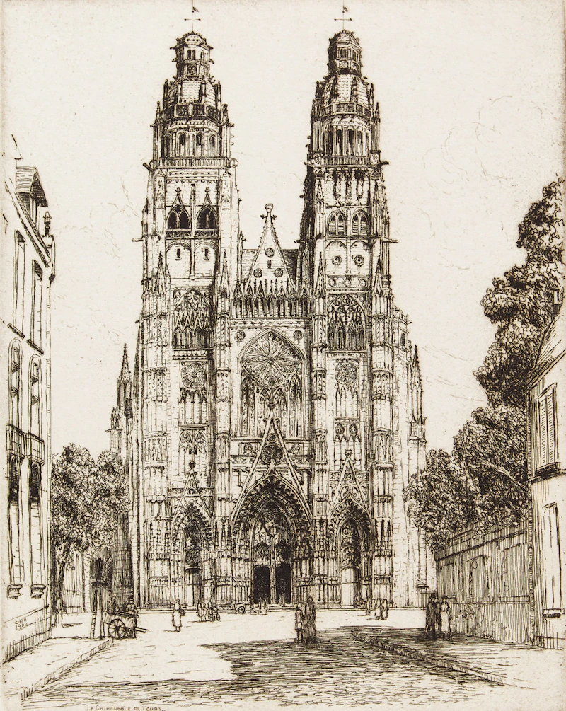 Caroline Helena Armington, Museé du Vieux Honfleur; Le Grand Canal Venise; La Cathédrale de Chartres; La Cathedrale de Tours, four etchings - view 9
