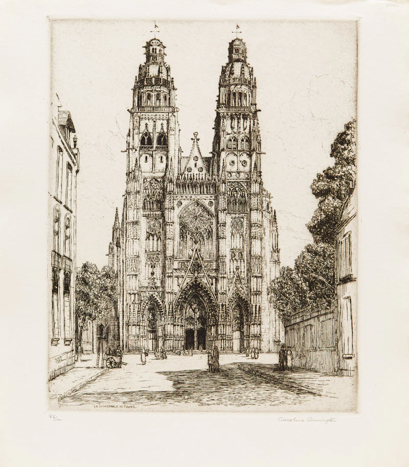 Caroline Helena Armington, Museé du Vieux Honfleur; Le Grand Canal Venise; La Cathédrale de Chartres; La Cathedrale de Tours, four etchings - view 10