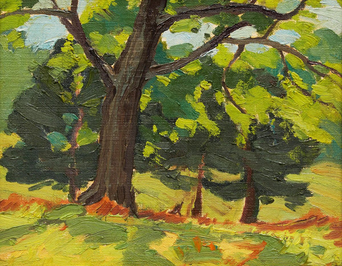 George Henry Griffin, Summer Landscape, oil on board