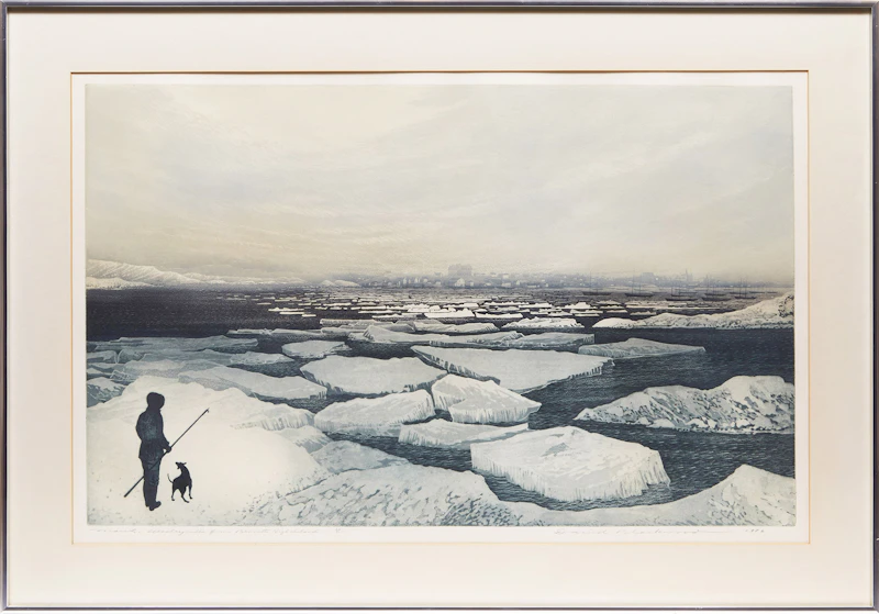 David Lloyd Blackwood, March: Wesleyville from Bennett’s High Island, colour etching and aquatint, 1976 - view 2